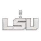 Sterling Silver Rhodium-plated LogoArt Louisiana State University L-S-U Large Pendant