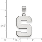 Sterling Silver Rhodium-plated LogoArt Michigan State University Letter S Large Pendant