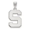 14k White Gold LogoArt Michigan State University Letter S Large Pendant