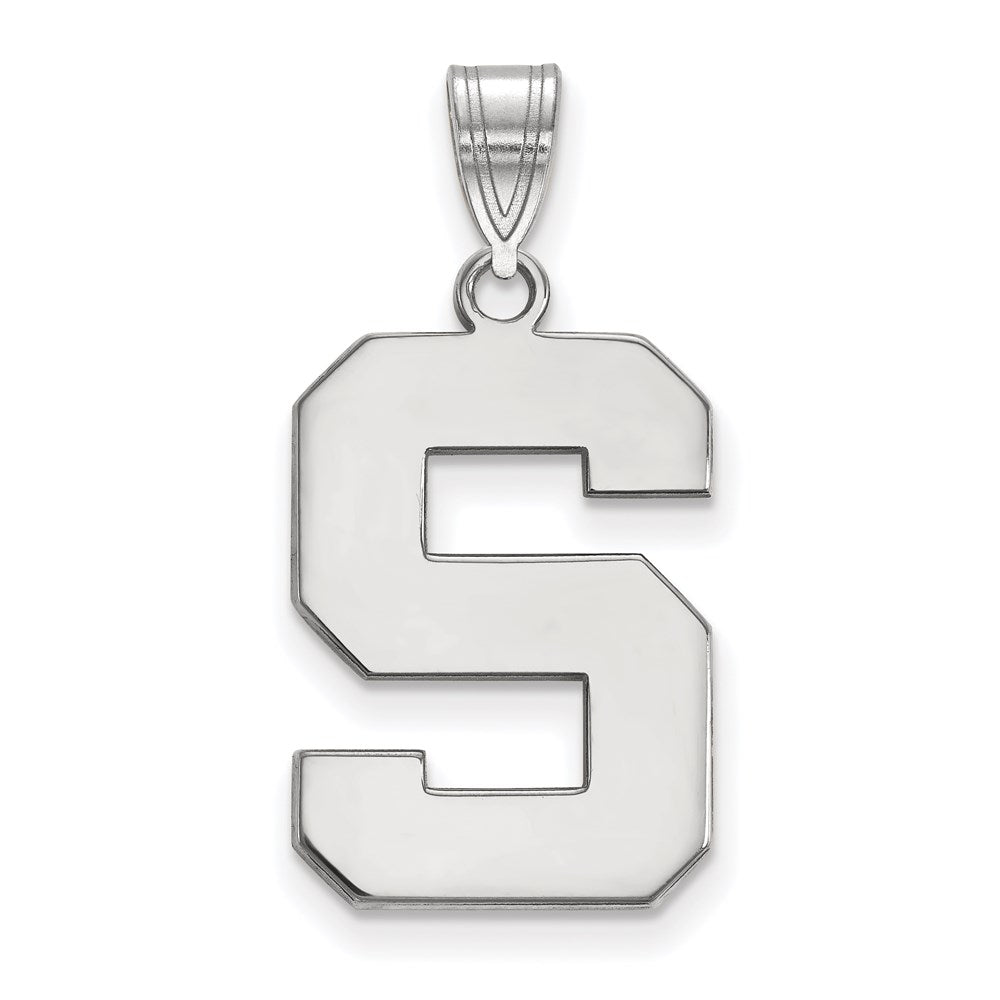 Sterling Silver Rhodium-plated LogoArt Michigan State University Letter S Large Pendant