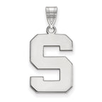 Sterling Silver Rhodium-plated LogoArt Michigan State University Letter S Large Pendant