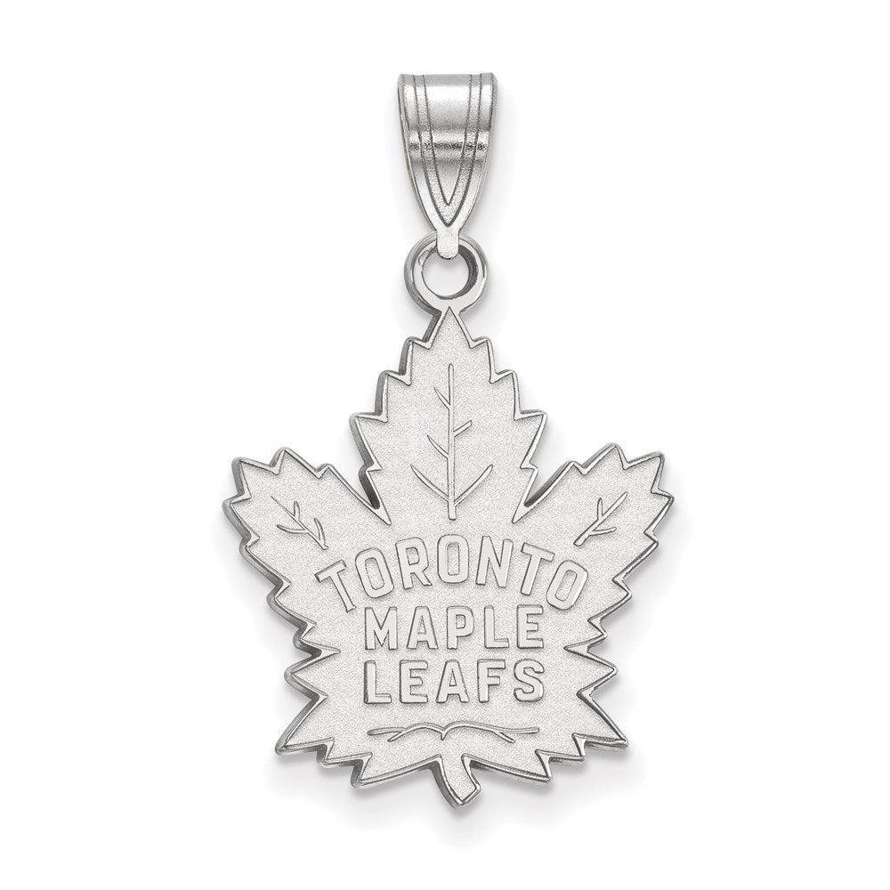 Sterling Silver Rhodium-plated NHL LogoArt Toronto Maple Leafs Large Pendant