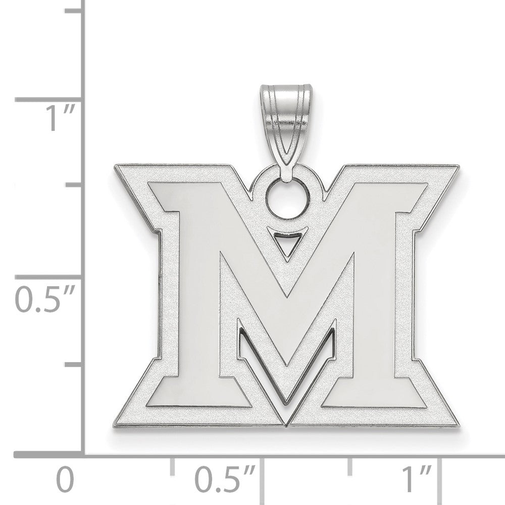 14k White Gold LogoArt Miami University Ohio Letter M Large Pendant