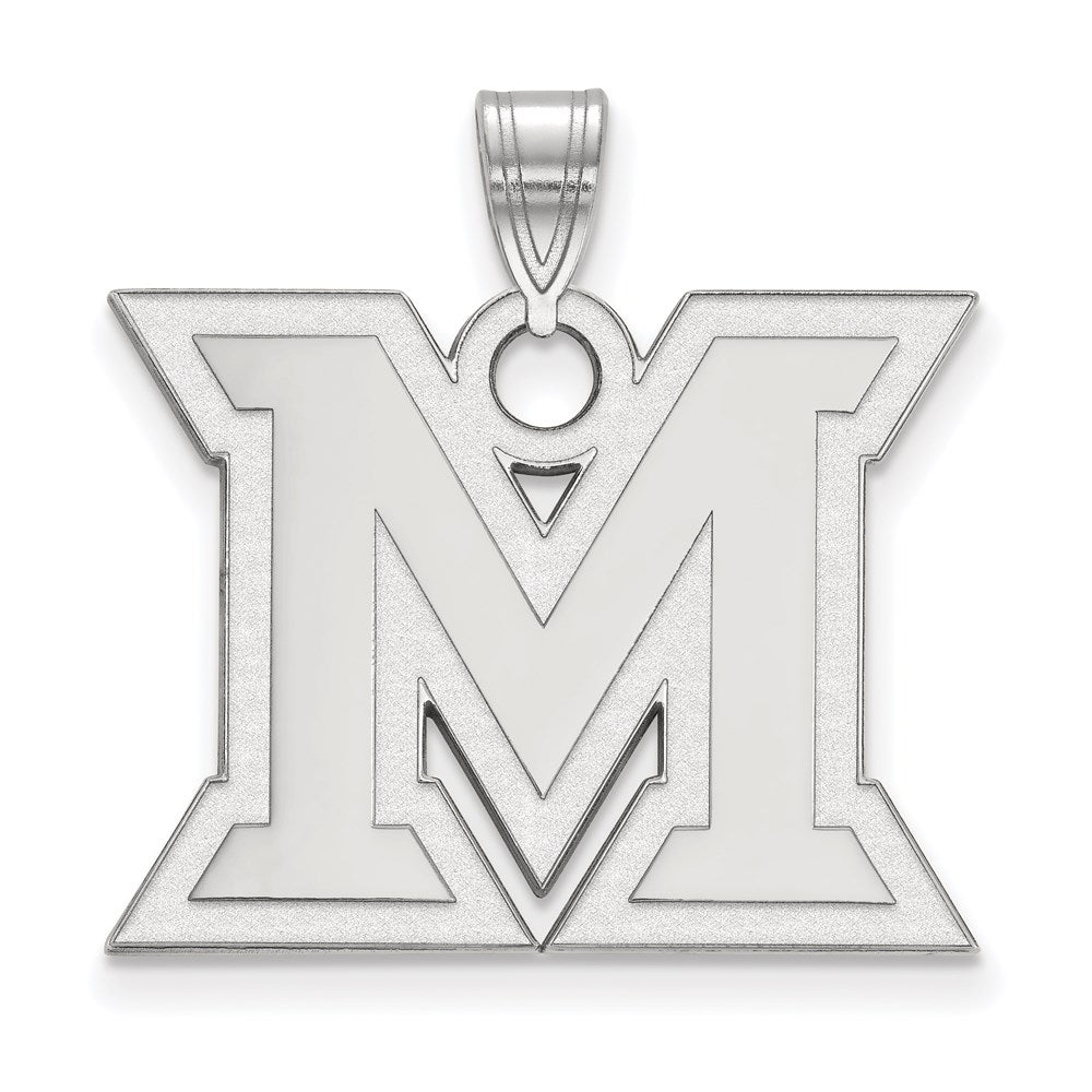 10k White Gold LogoArt Miami University Ohio Letter M Large Pendant