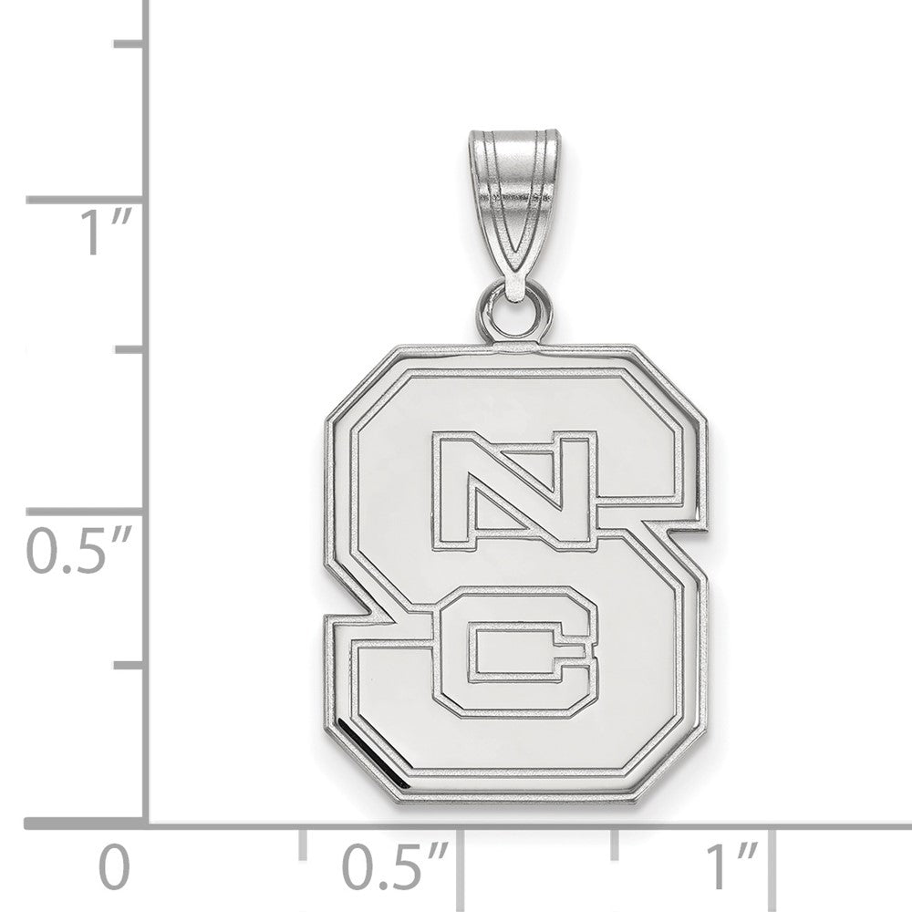 14k White Gold LogoArt North Carolina State University N-C-S Large Pendant
