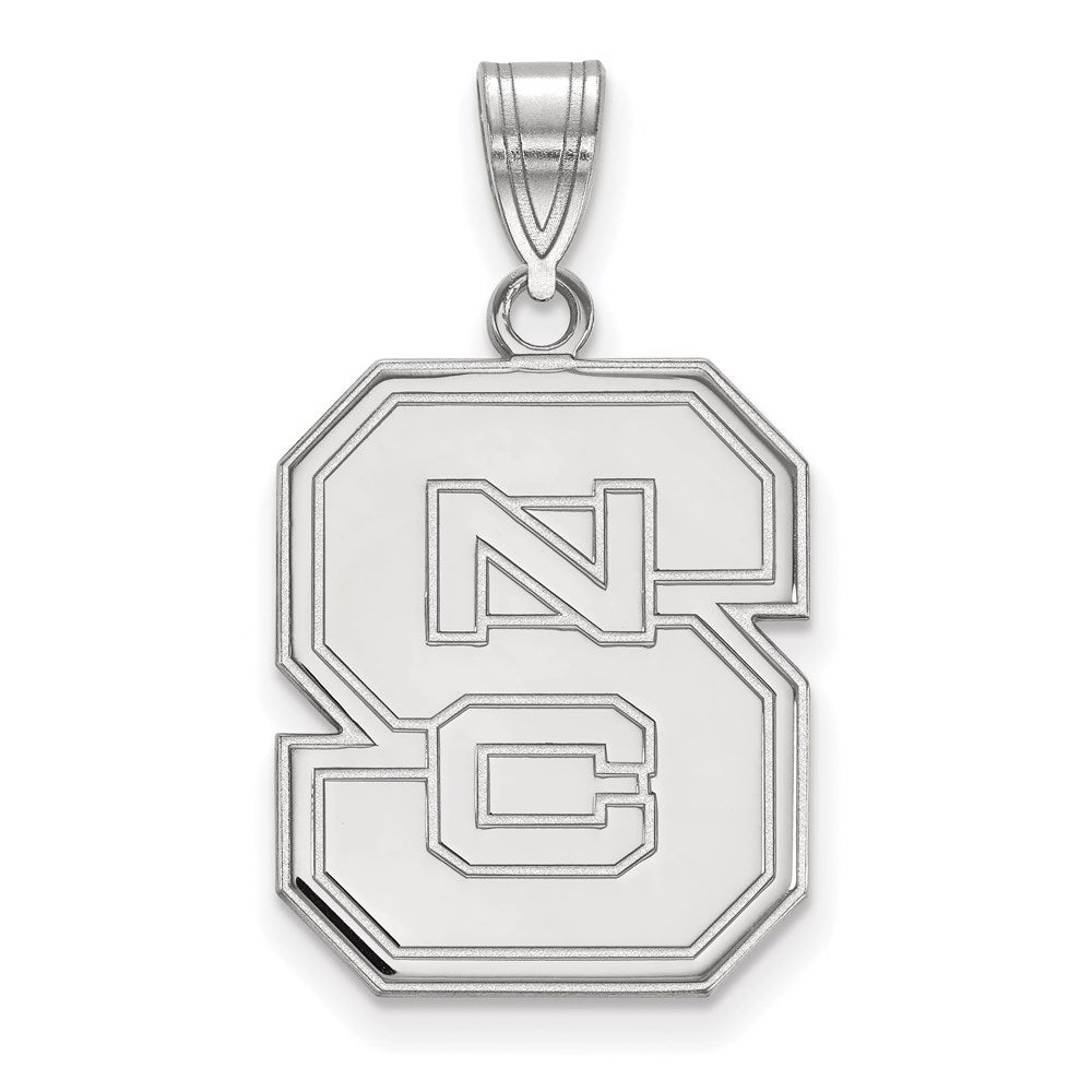 10k White Gold LogoArt North Carolina State University N-C-S Large Pendant
