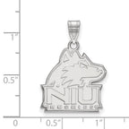 Sterling Silver Rhodium-plated LogoArt Northern Illinois University N-I-U Huskies Large Pendant
