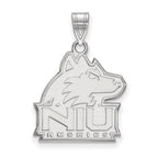 Sterling Silver Rhodium-plated LogoArt Northern Illinois University N-I-U Huskies Large Pendant