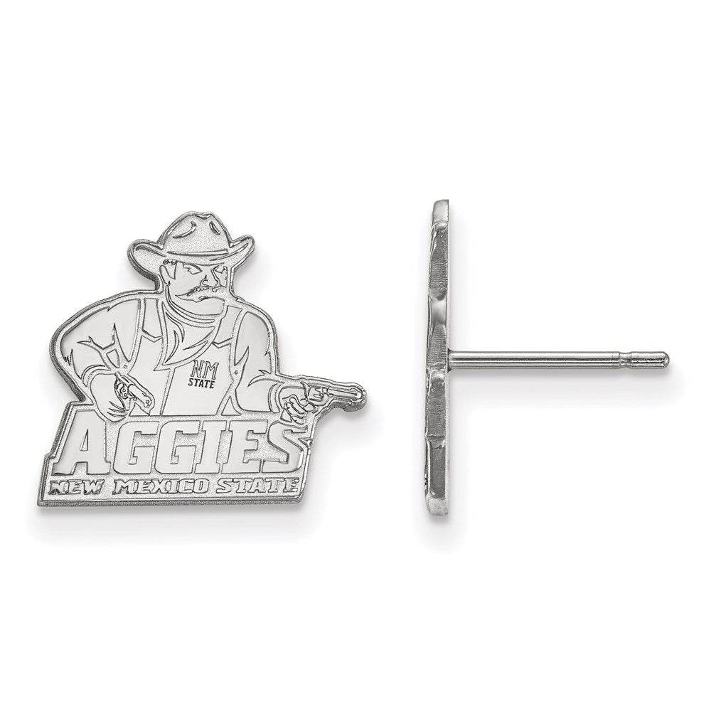 14k White Gold LogoArt New Mexico State University Aggies Small Post Earrings