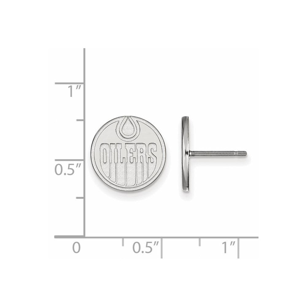 14k White Gold NHL LogoArt Edmonton Oilers Small Post Earrings