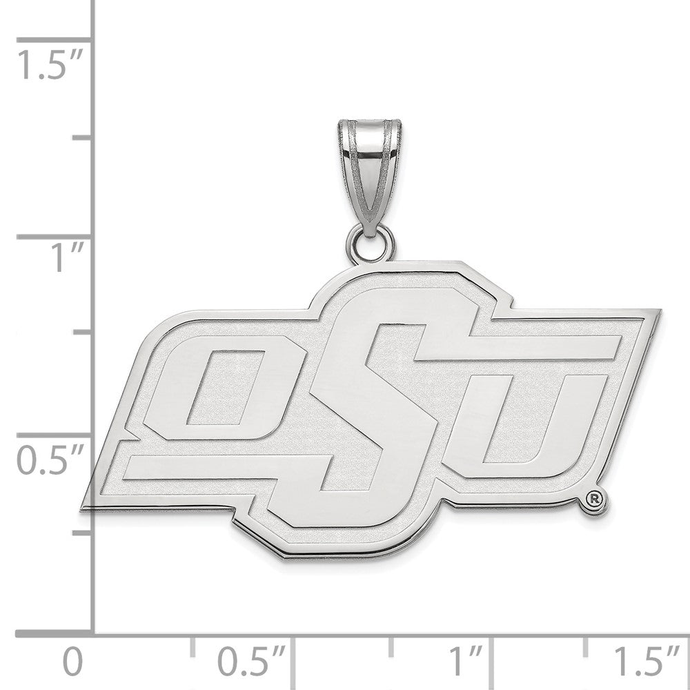 10k White Gold LogoArt Oklahoma State University O-S-U Large Pendant