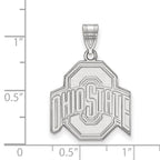 Sterling Silver Rhodium-plated LogoArt The Ohio State University Large Pendant