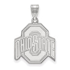 Sterling Silver Rhodium-plated LogoArt The Ohio State University Large Pendant