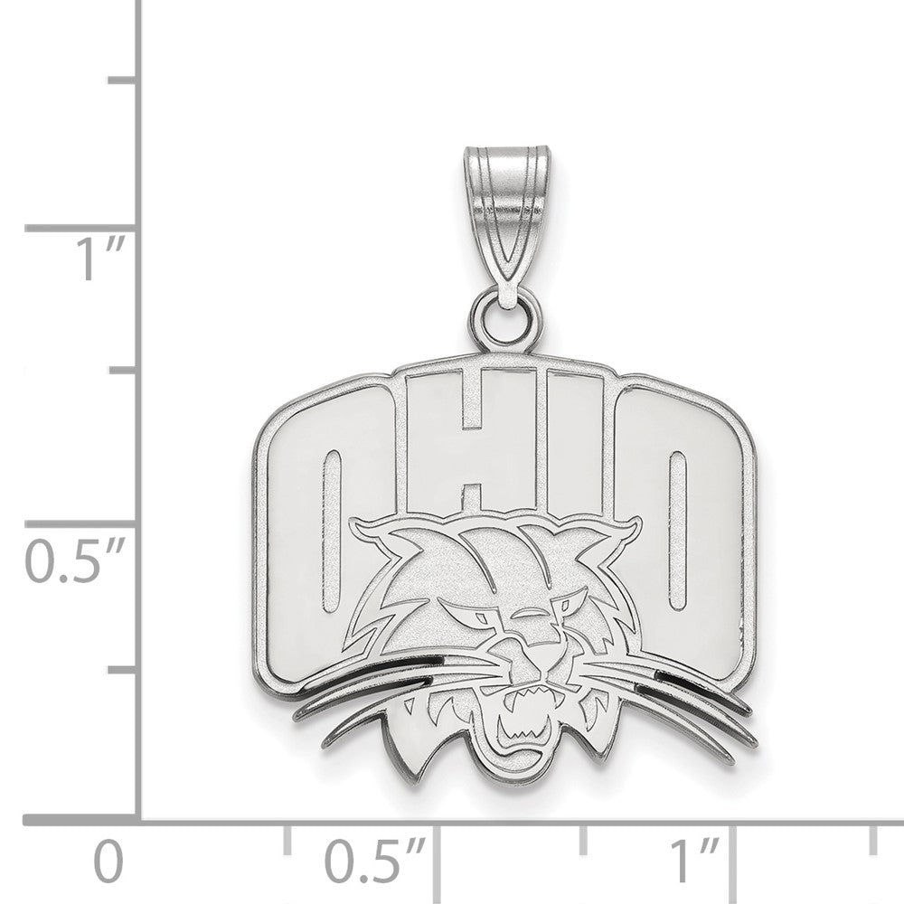 Sterling Silver Rhodium-plated LogoArt Ohio University Large Pendant