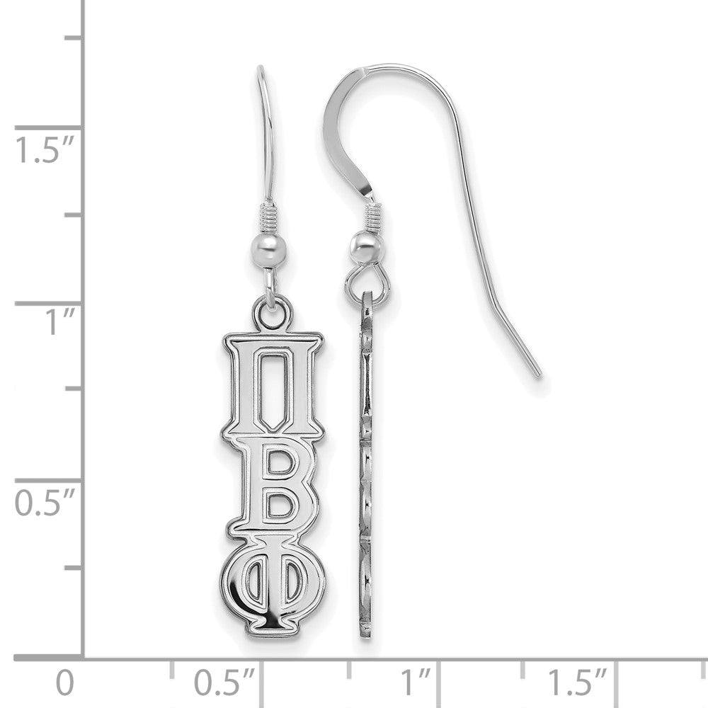 Sterling Silver Rhodium-plated LogoArt Pi Beta Phi Sorority Greek Letters Small Dangle Earrings