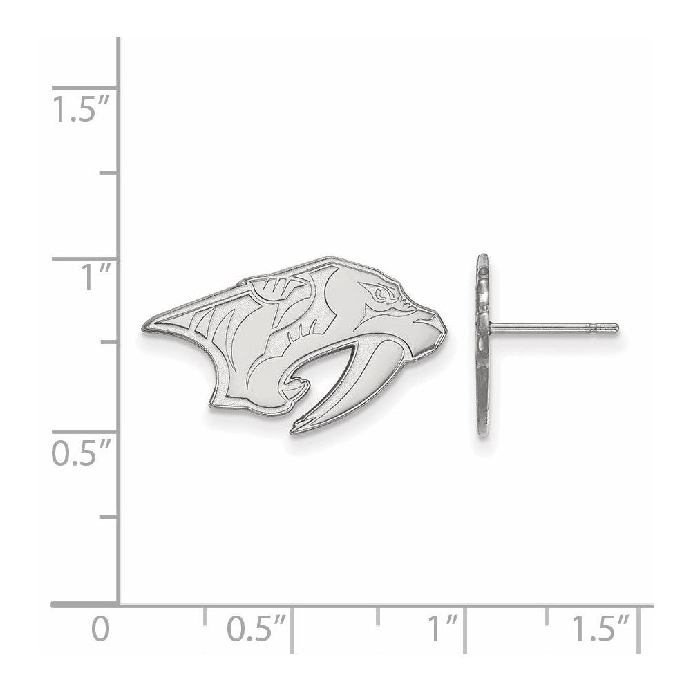 14k White Gold NHL LogoArt Nashville Predators Small Post Earrings