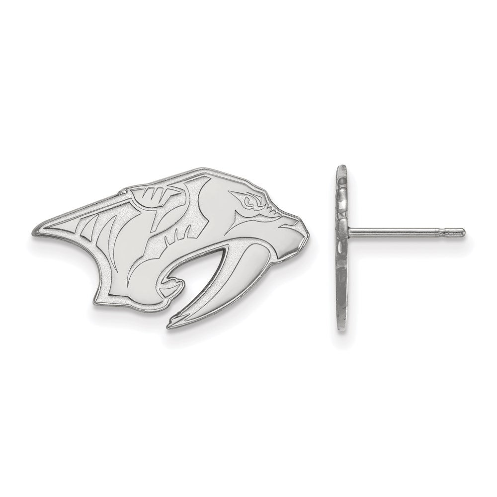 Sterling Silver Rhodium-plated NHL LogoArt Nashville Predators Small Post Earrings