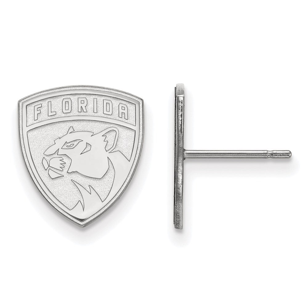 Sterling Silver Rhodium-plated NHL LogoArt Florida Panthers Small Post Earrings