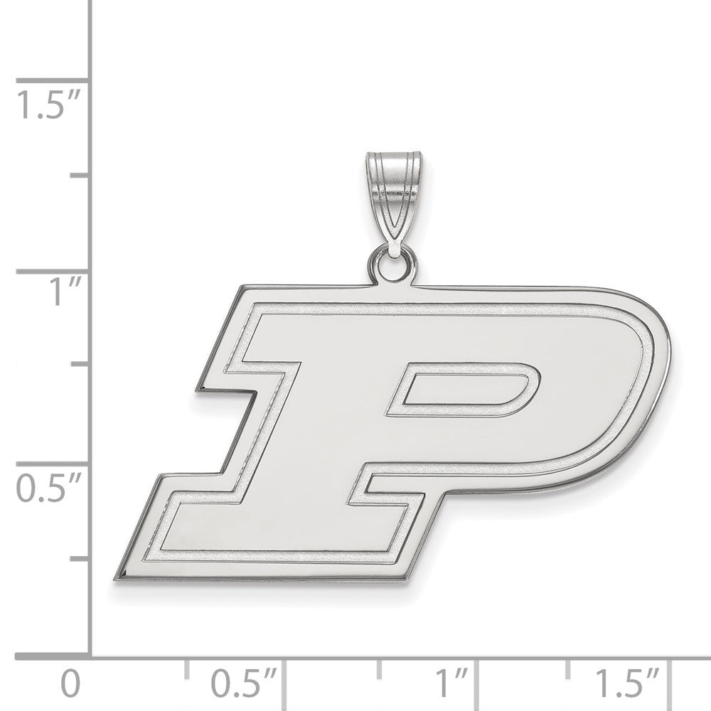 Sterling Silver Rhodium-plated LogoArt Purdue University Letter P Large Pendant
