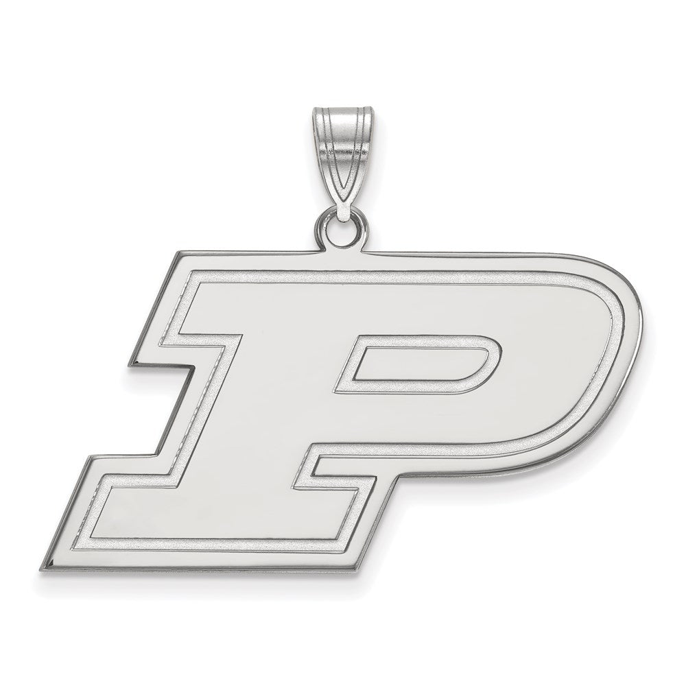 Sterling Silver Rhodium-plated LogoArt Purdue University Letter P Large Pendant
