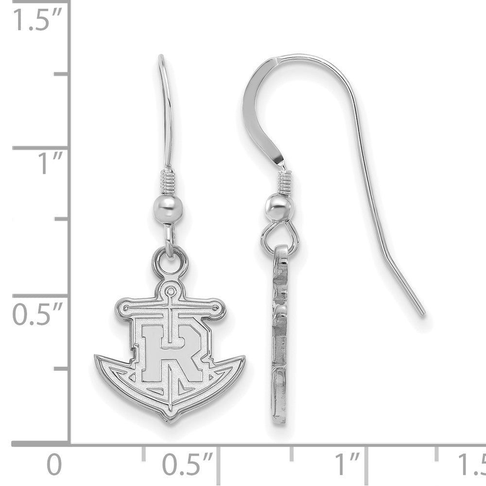 Sterling Silver Rhodium-plated LogoArt Rollins College Anchor Small Dangle Wire Earrings