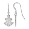 Sterling Silver Rhodium-plated LogoArt Rollins College Anchor Small Dangle Wire Earrings