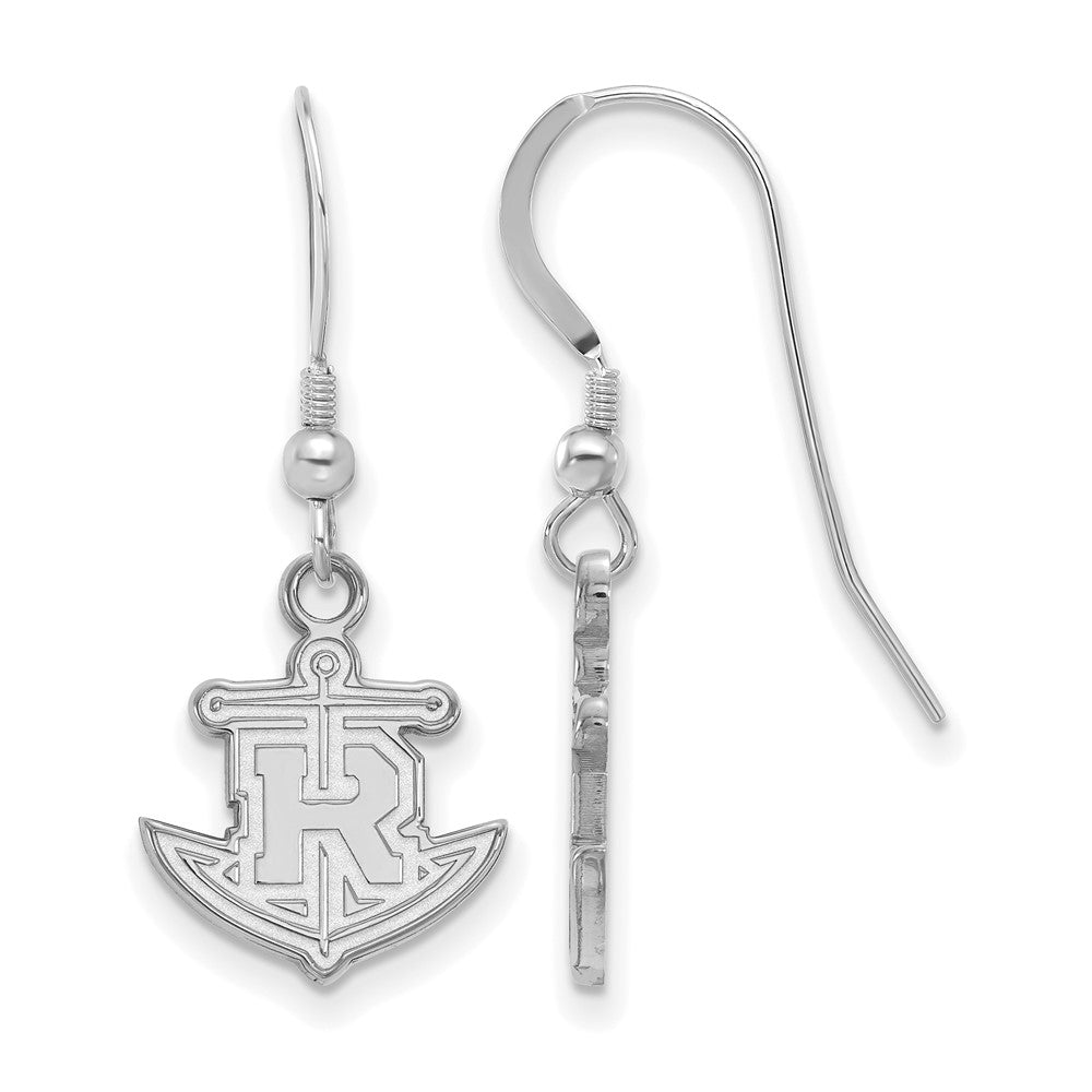 Sterling Silver Rhodium-plated LogoArt Rollins College Anchor Small Dangle Wire Earrings