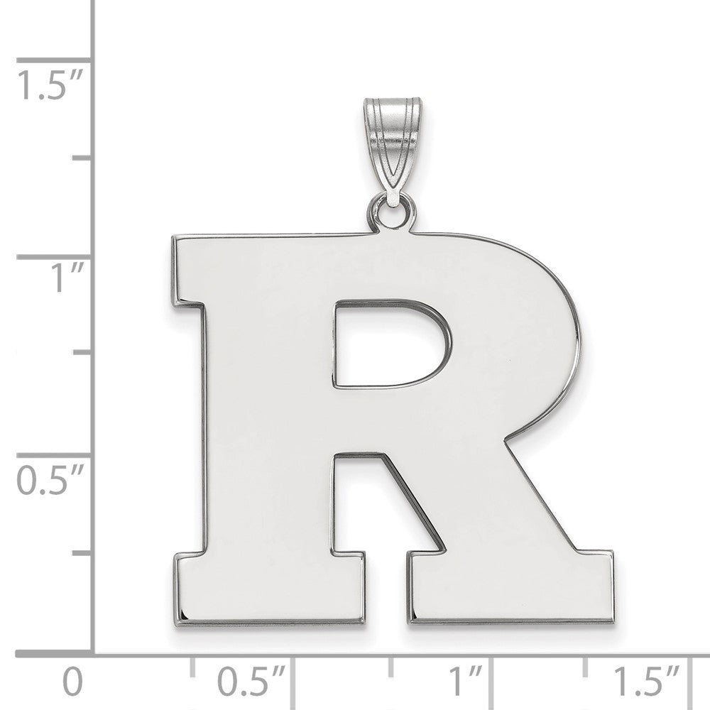 Sterling Silver Rhodium-plated LogoArt Rutgers University Letter R Extra Large Pendant