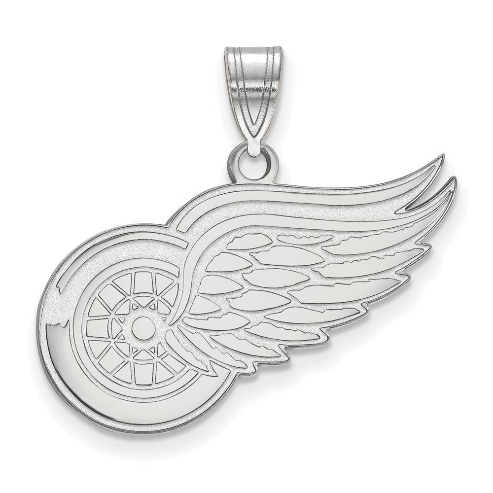 10k White Gold NHL LogoArt Detroit Red Wings Large Pendant