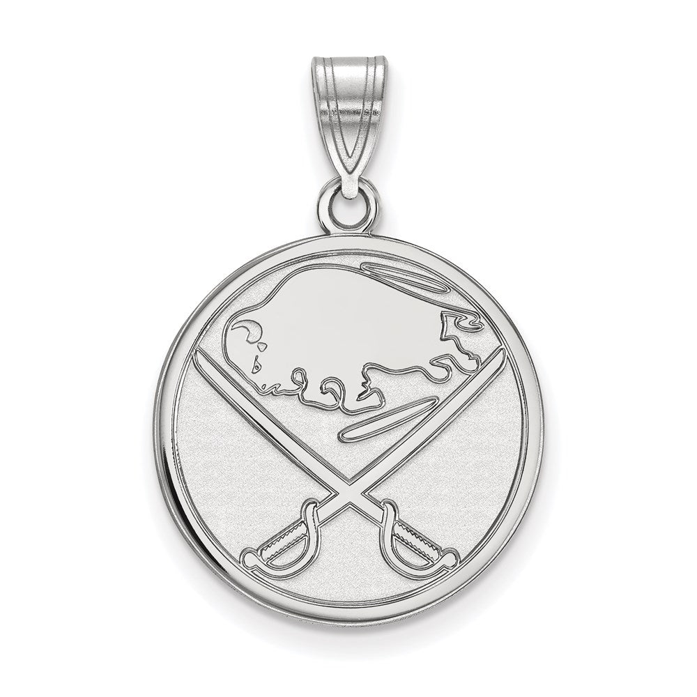 Sterling Silver Rhodium-plated NHL LogoArt Buffalo Sabres Large Pendant