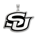 Sterling Silver Rhodium-plated LogoArt Southern University Jaguars Extra Large Enameled Pendant