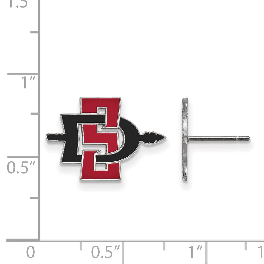 14k White Gold LogoArt San Diego State University Small Enameled Post Earrings