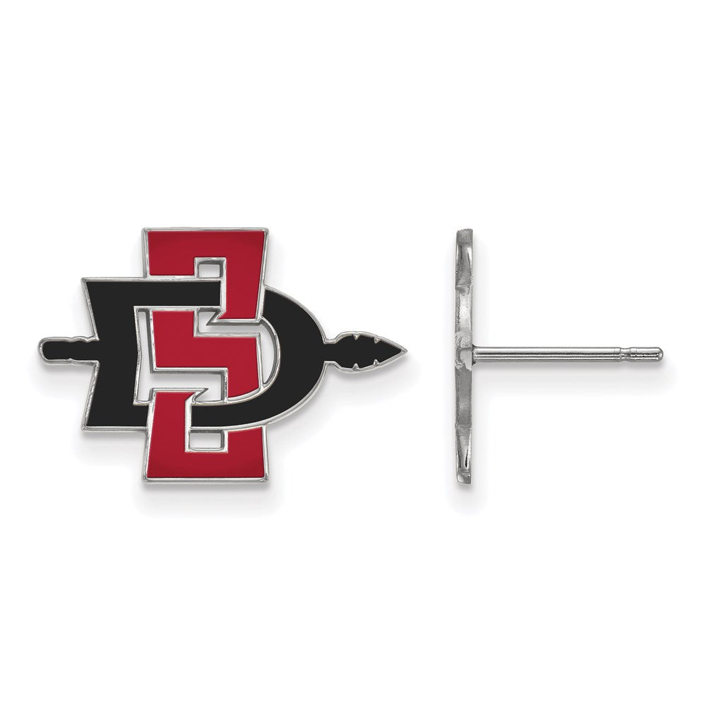 14k White Gold LogoArt San Diego State University Small Enameled Post Earrings