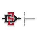 Sterling Silver Rhodium-plated LogoArt San Diego State University Small Enameled Post Earrings