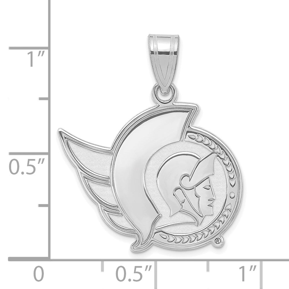 Sterling Silver Rhodium-plated NHL LogoArt Ottawa Senators Large Pendant