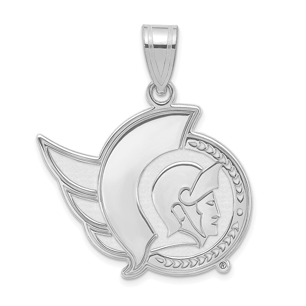 Sterling Silver Rhodium-plated NHL LogoArt Ottawa Senators Large Pendant