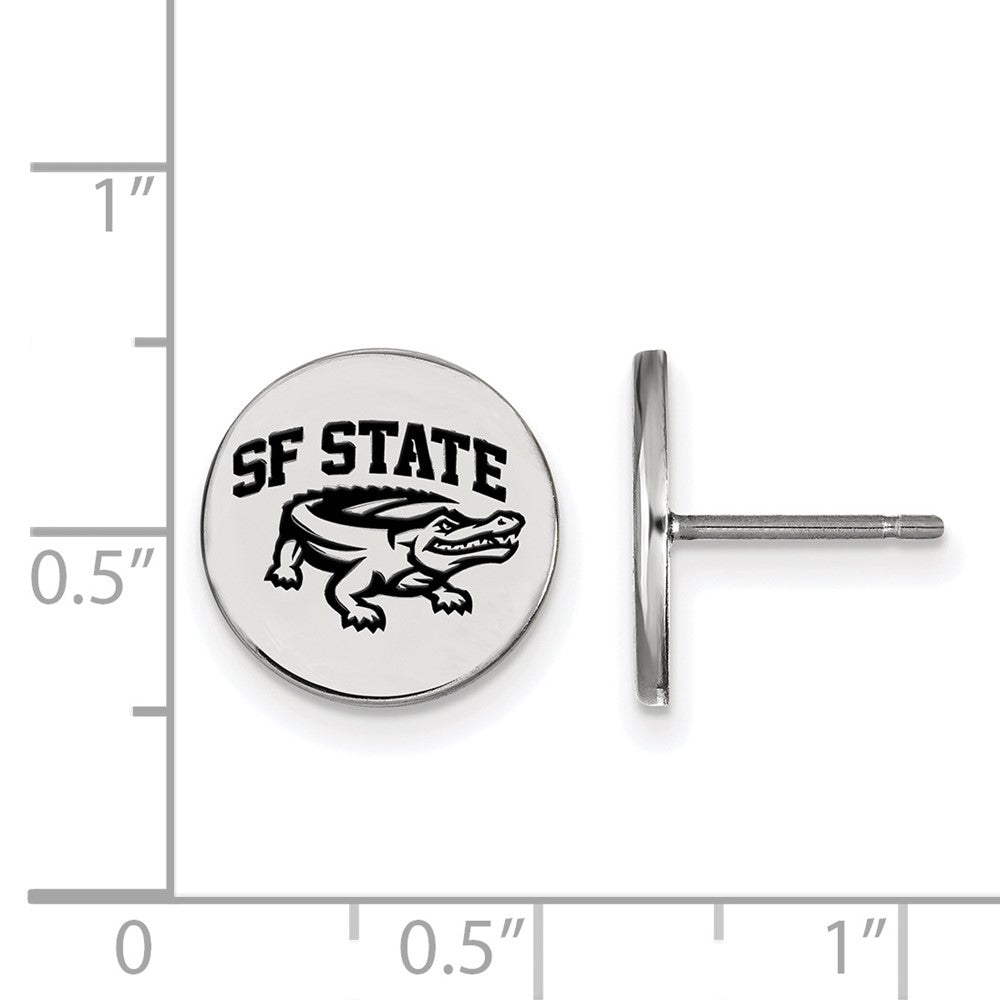Sterling Silver Rhodium-plated LogoArt San Francisco State University Small Enameled Disc Post Earrings