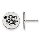 Sterling Silver Rhodium-plated LogoArt San Francisco State University Small Enameled Disc Post Earrings