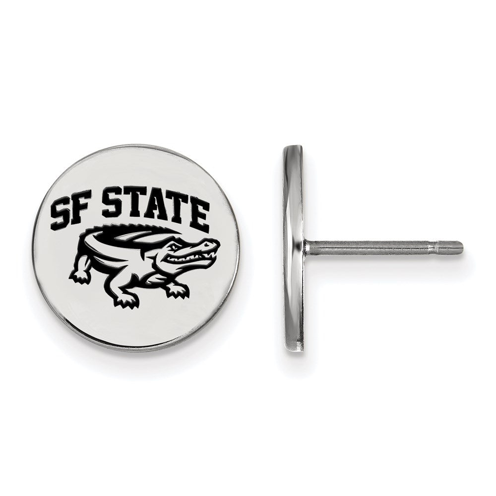 Sterling Silver Rhodium-plated LogoArt San Francisco State University Small Enameled Disc Post Earrings