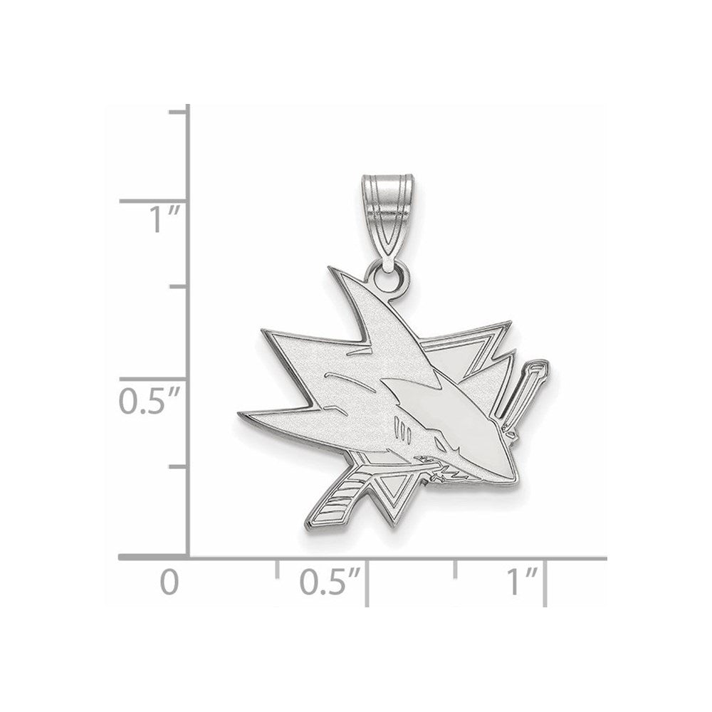 Sterling Silver Rhodium-plated NHL LogoArt San Jose Sharks Large Pendant