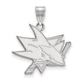 Sterling Silver Rhodium-plated NHL LogoArt San Jose Sharks Large Pendant