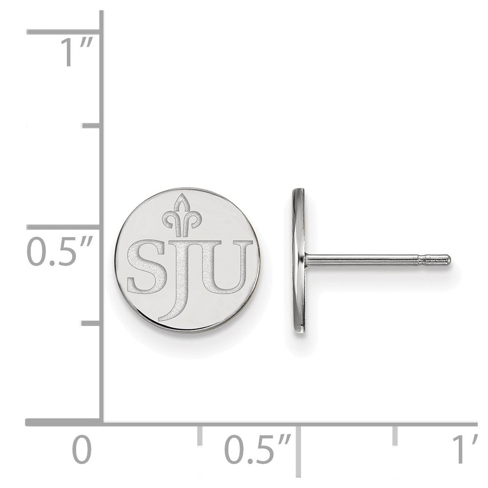 Sterling Silver Rhodium-plated LogoArt Saint Joseph's University S-J-U Extra Small Post Earrings
