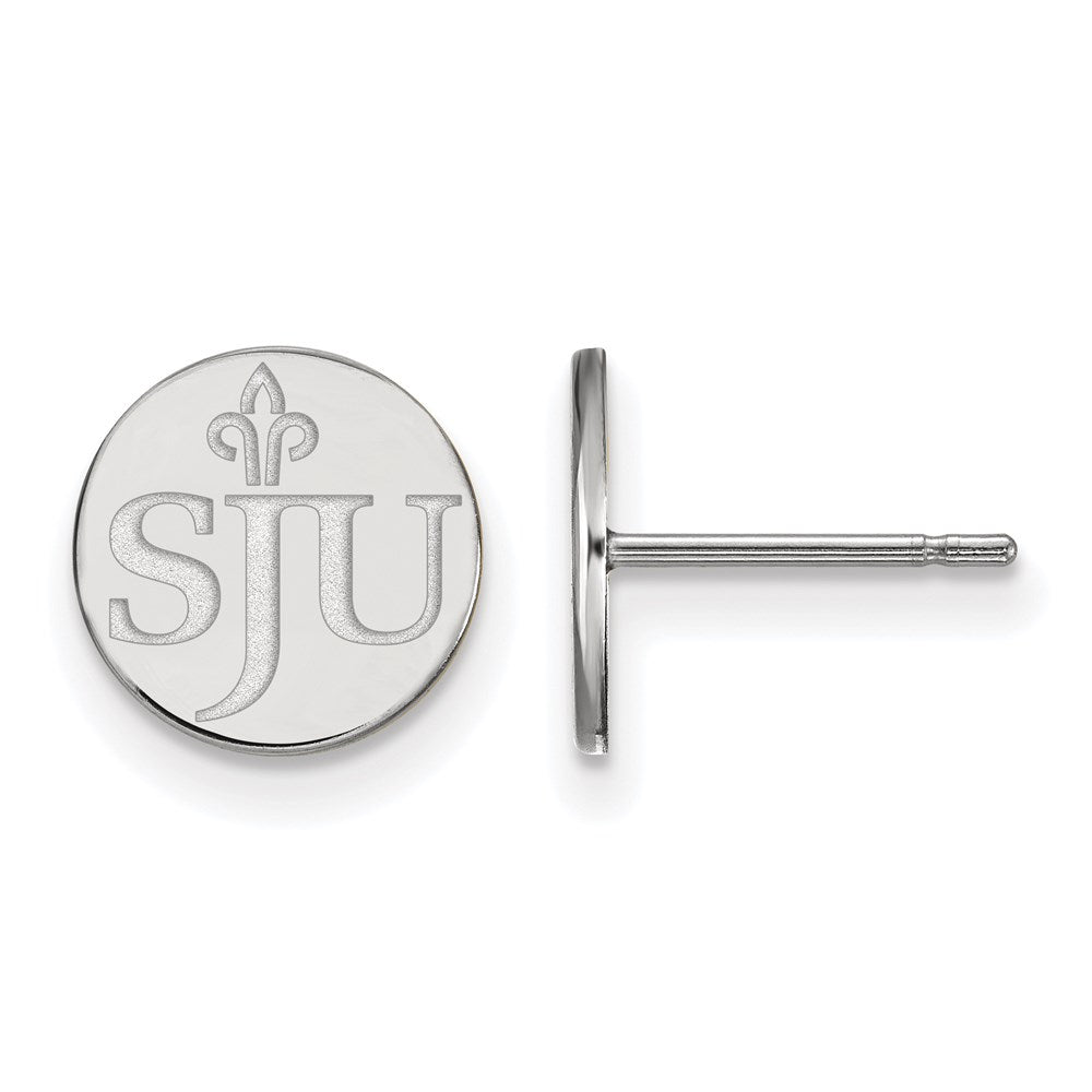 Sterling Silver Rhodium-plated LogoArt Saint Joseph's University S-J-U Extra Small Post Earrings