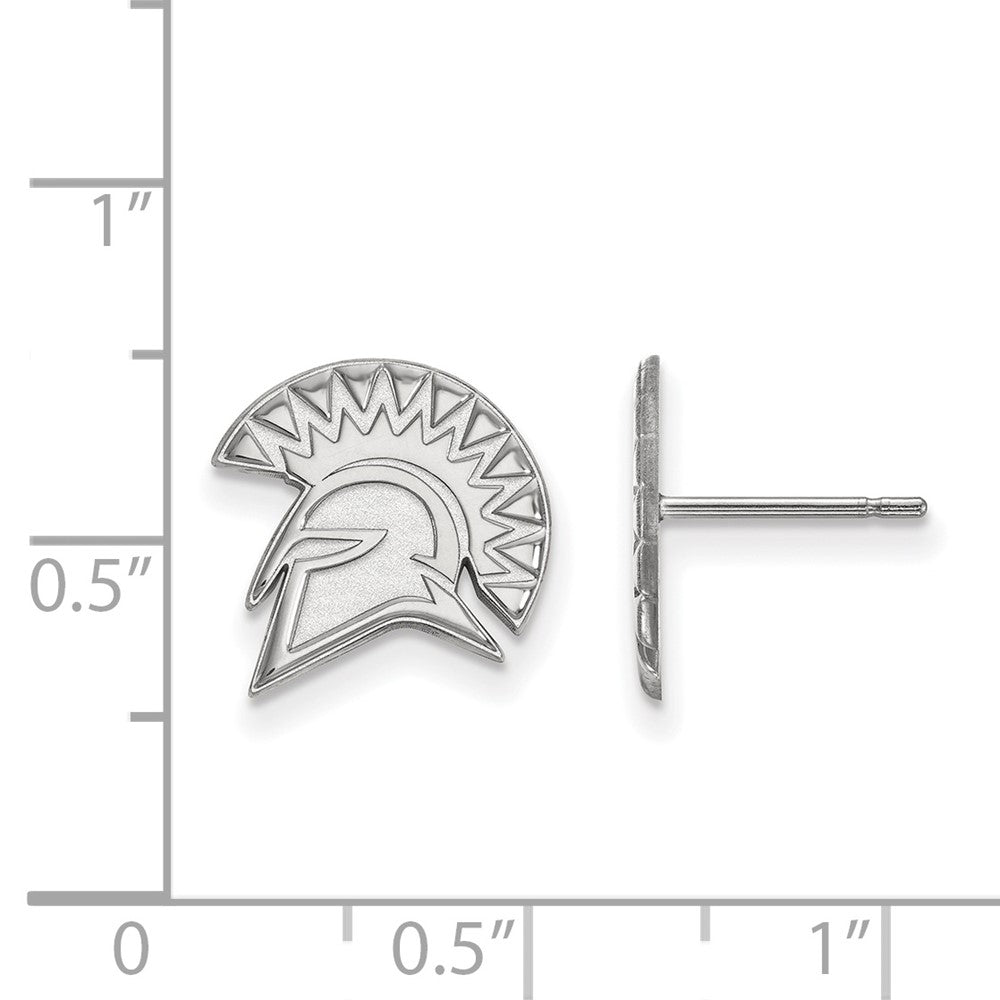Sterling Silver Rhodium-plated LogoArt San Jose State University Spartan Small Post Earrings