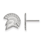 Sterling Silver Rhodium-plated LogoArt San Jose State University Spartan Small Post Earrings