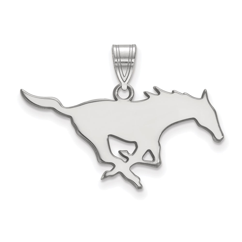 10k White Gold LogoArt Southern Methodist University Mustang Large Pendant