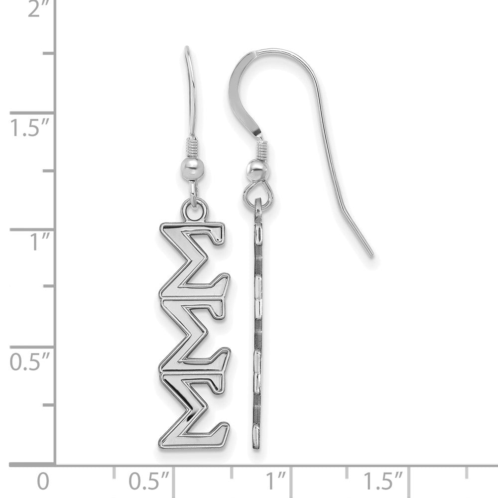 Sterling Silver Rhodium-plated LogoArt Sigma Sigma Sigma Sorority Greek Letters Medium Dangle Earrings