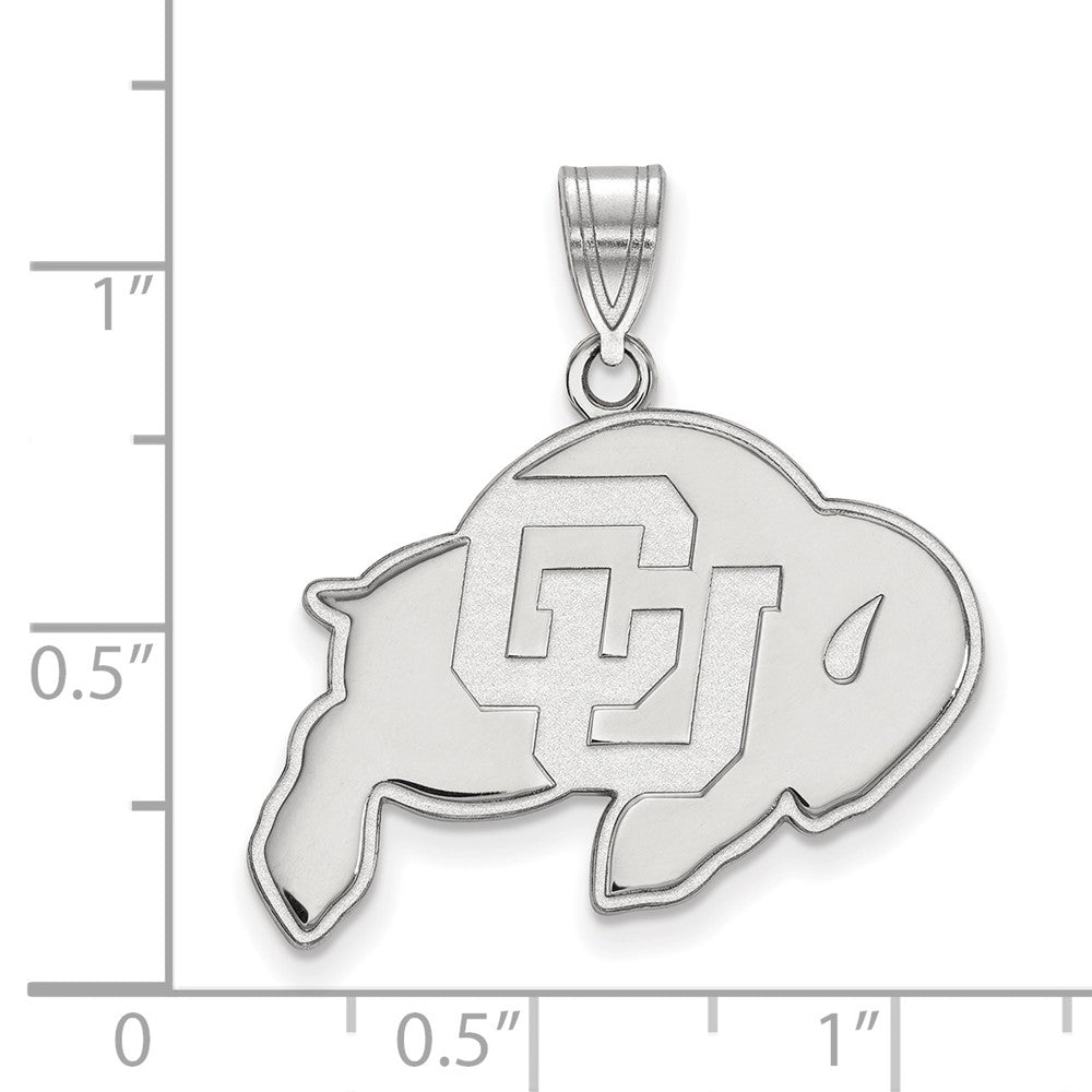 14k White Gold LogoArt University of Colorado Buffalo Large Pendant