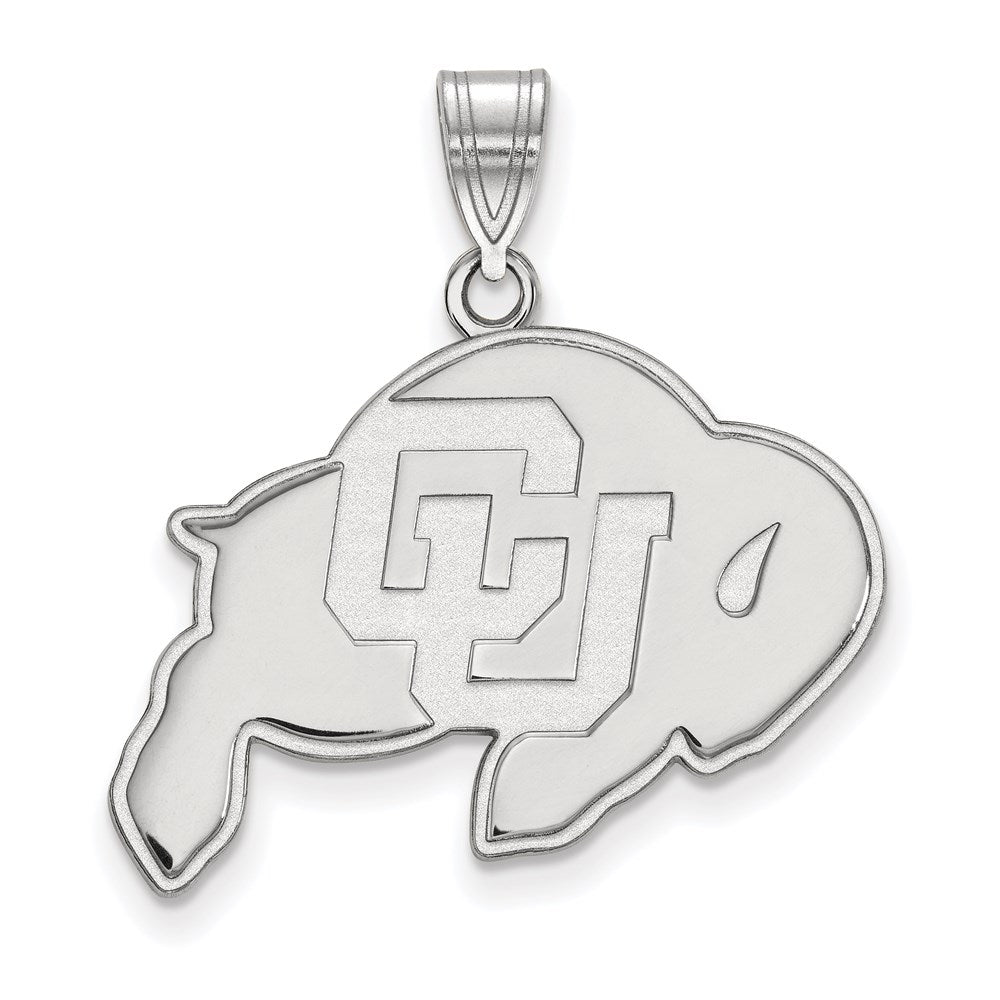 14k White Gold LogoArt University of Colorado Buffalo Large Pendant