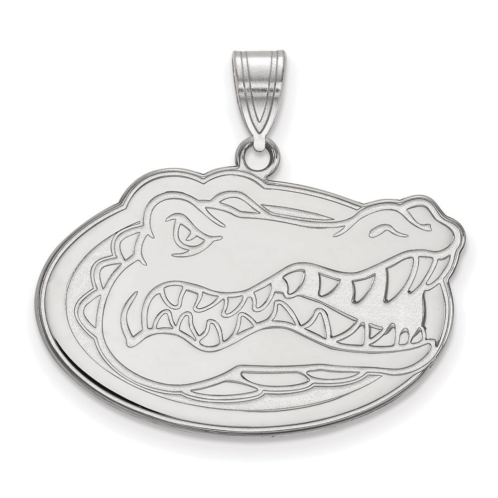 Sterling Silver Rhodium-plated LogoArt University of Florida Gator Large Pendant
